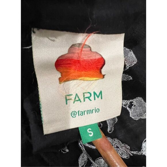 Farm Rio Women's Black White Embroidered Ruffle Long Sleeve Blouse Small NWOT - Picture 13 of 15